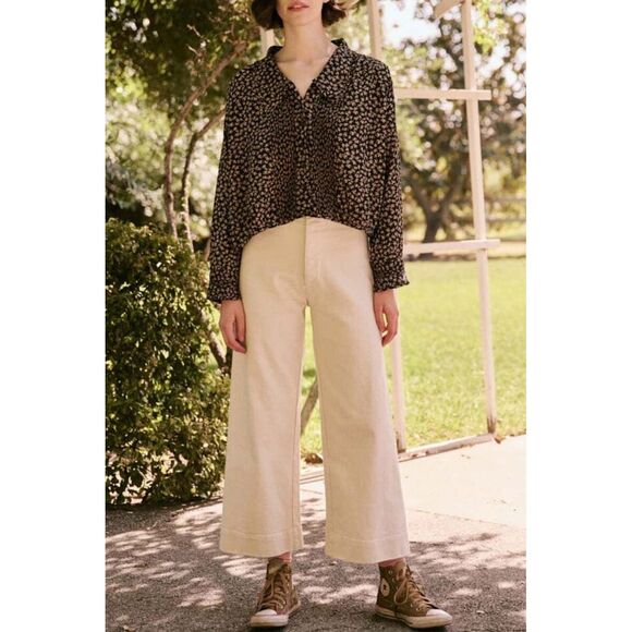 The Great The Finch Shirt Blouse Top Cropped Floral Printed Ruffle M-2 274593 - Picture 1 of 7
